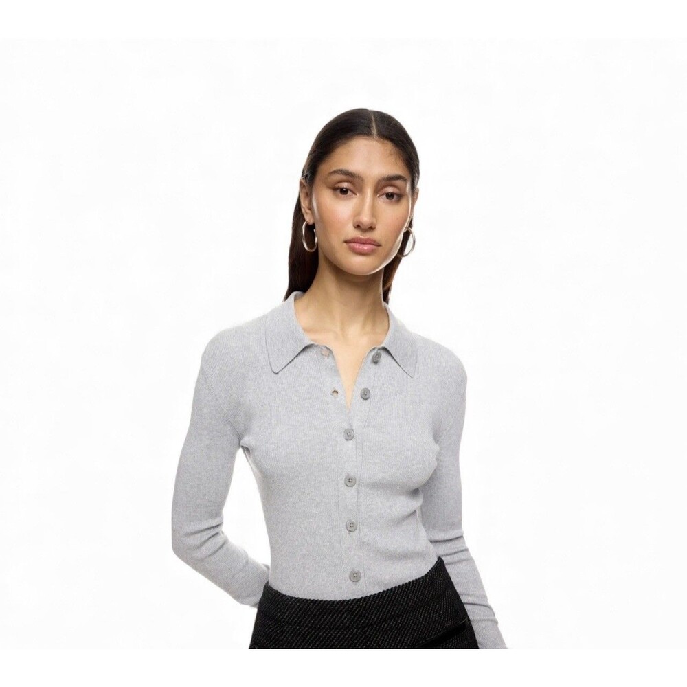 Michael Kors Grey Collared button down Polo Sweater Size Large